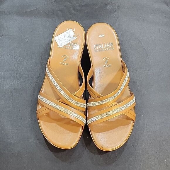 BRAND NEW ITALIAN SHOESMAKERS LOW WEDGE STYLE SLIP-ON SANDAL - Picture 1 of 14